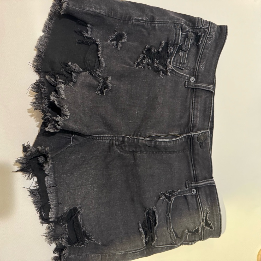 American Eagle Outfitters Black Distressed Denim Shorts